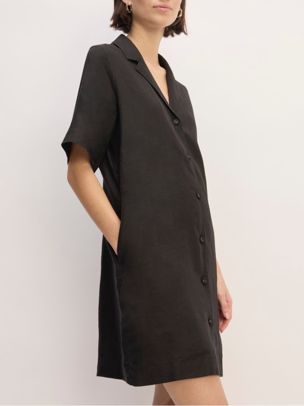 Everlane the shirtdress in linen S mini short sleeve dress timeless old money